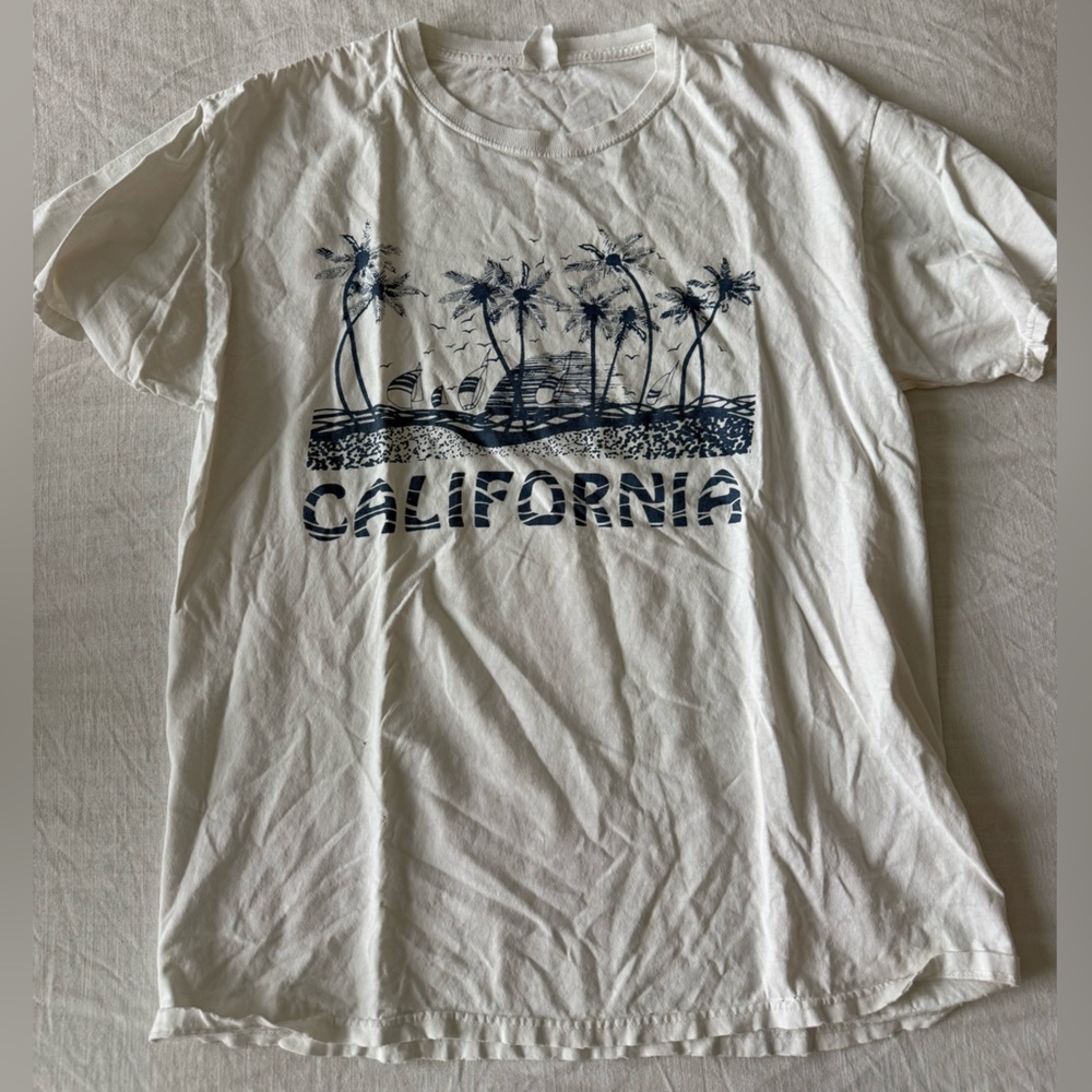 Fruit of the Loom White T-Shirt with Blue Print